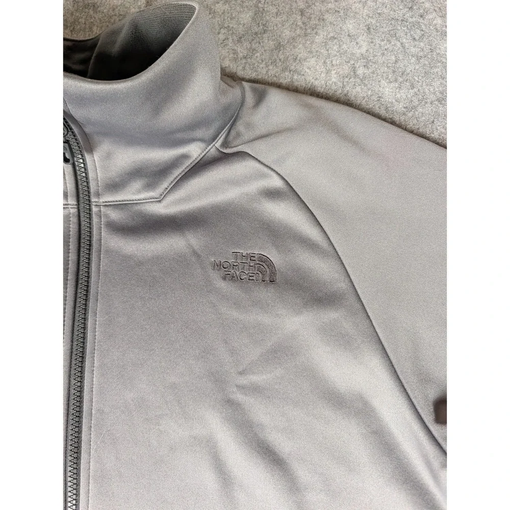 The North Face Mens Full Zip Fleece Jacket Grey Mock Neck Raglan Sleeve M
